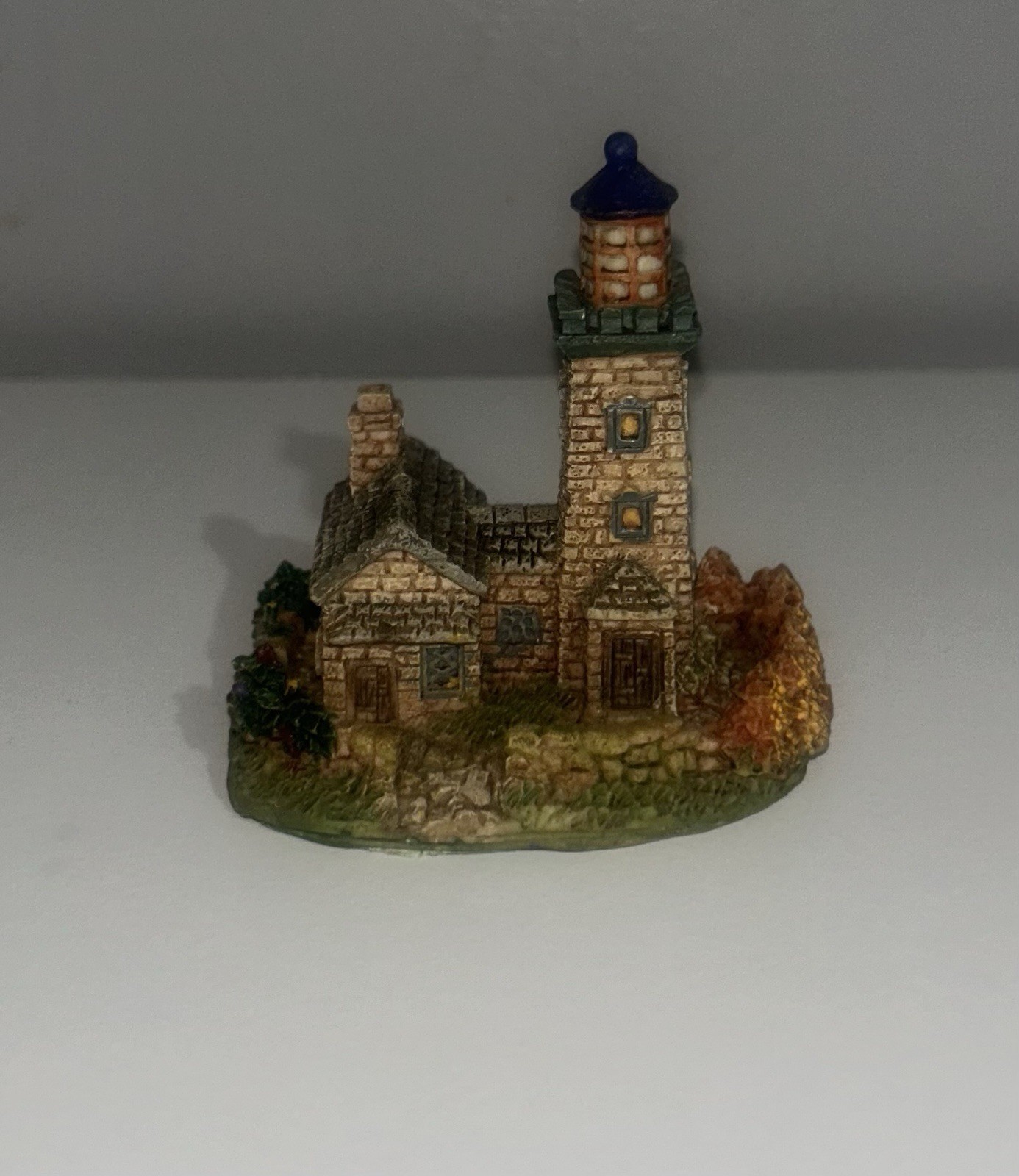 Vintage Resin Collectible Village House Figurine Lighthouse Building, Multicolor