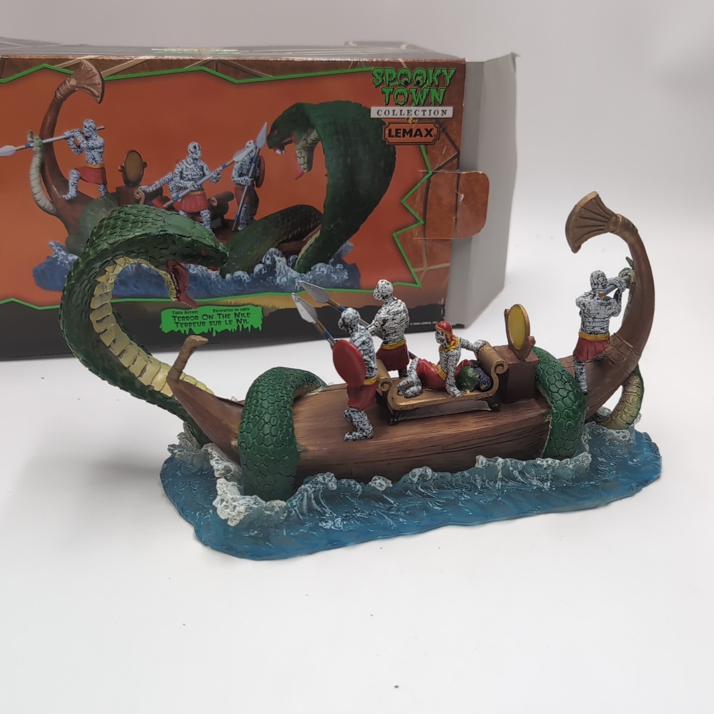 Lemax Spooky Town Terror on the Nile Halloween Village Mummy Egyptian Snake Boat