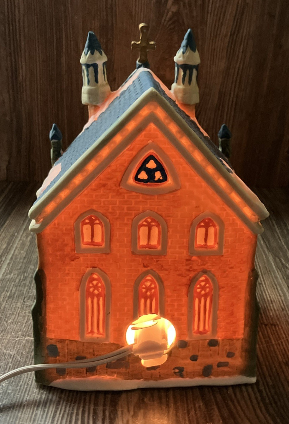Holiday Treasures Lighted Cathedral Vintage 1980s w/Box Village Christmas Church