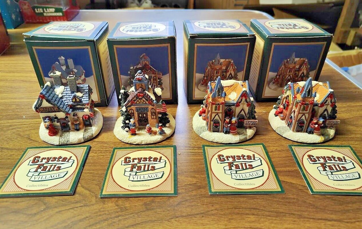 Crystal Falls Village 1996 Christmas Village Set Original Box Buy More & Save