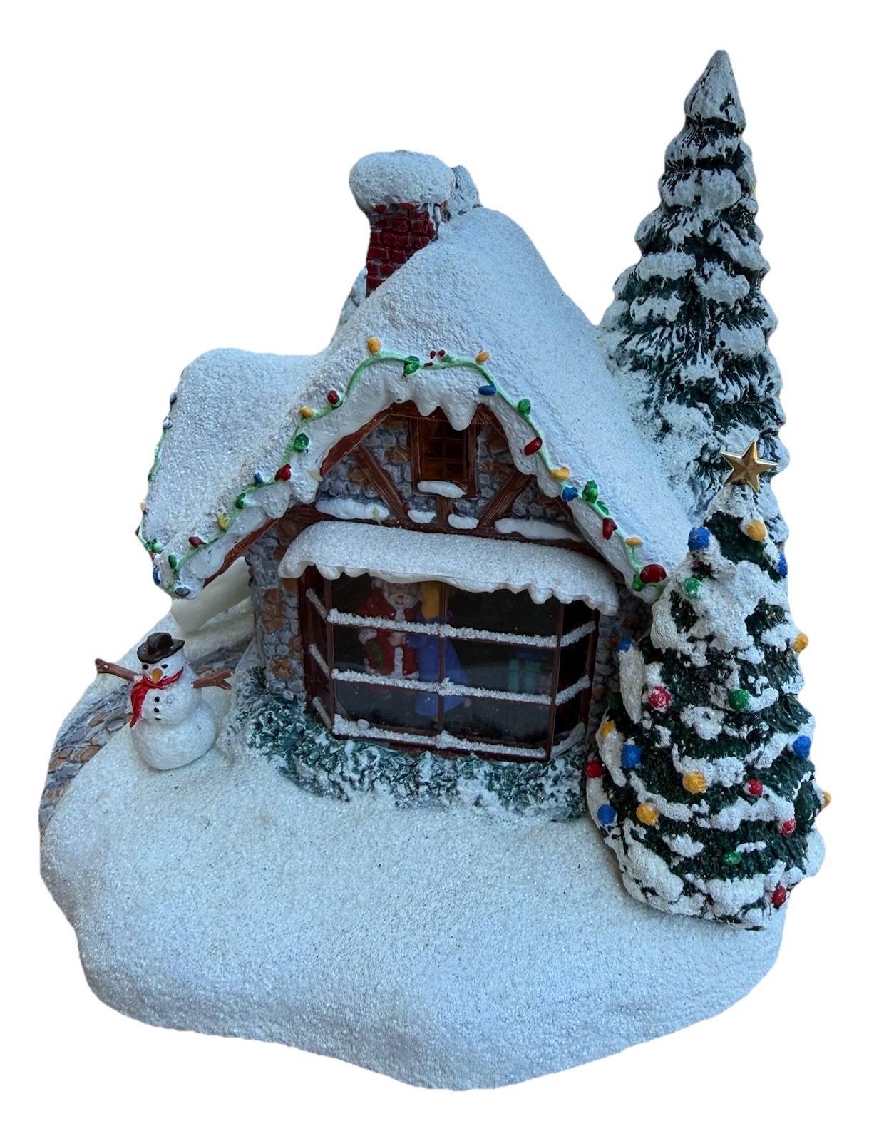 Thomas Kinkade Stillwater Cottage Christmas Village House Teleflora Light Up Vtg