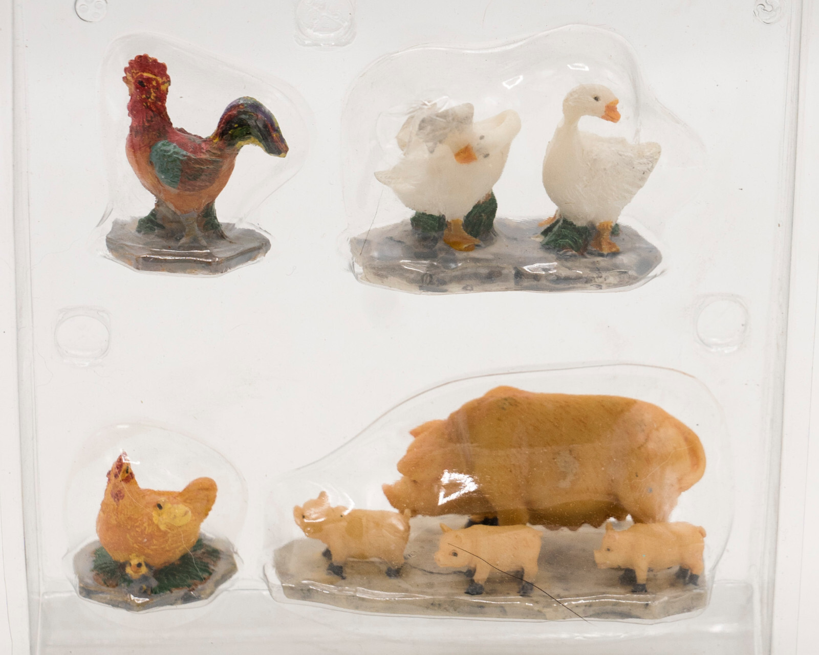 Lemax 2001 Farm Animals #12513 Lot of 4 Rooster Geese Chicken Pig Village NEW