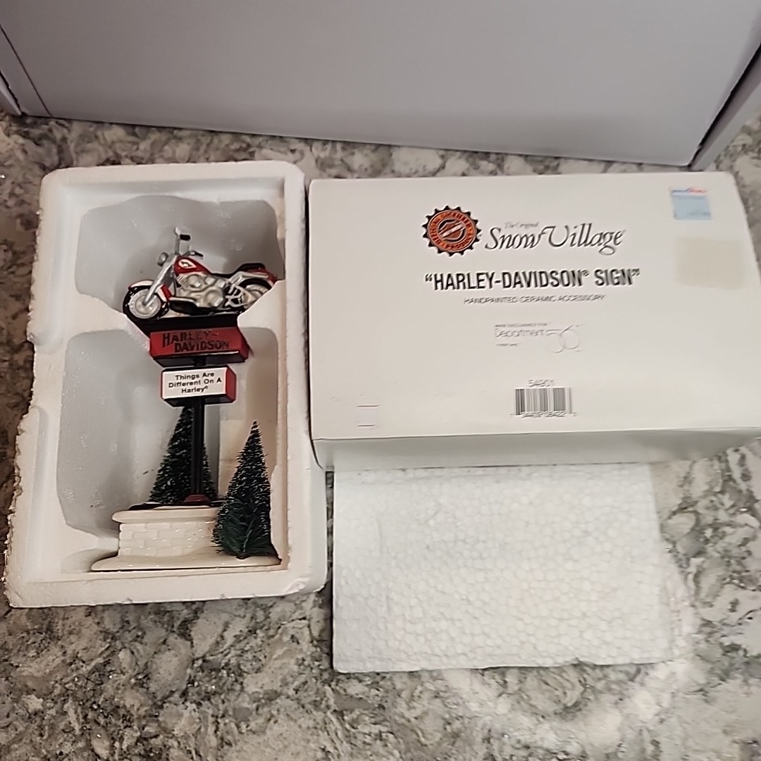 Dept 56 Harley-Davidson SIGN Things are Different on a Harley Snow Village 54901