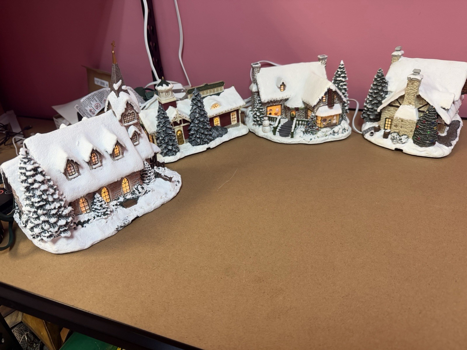 Thomas Kinkade’s Village Christmas Four Pieces collection by Hawthorne Village