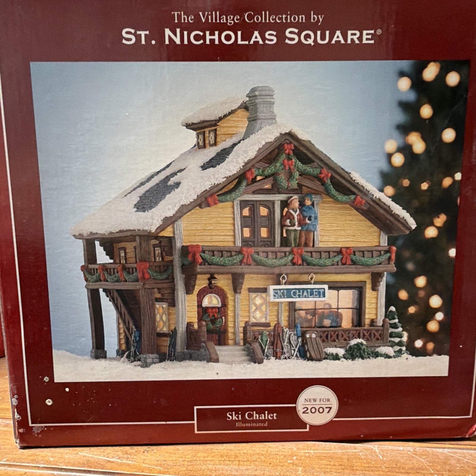 St. Nicholas Square Village Collection Ski Chalet Illuminated Boxed 2007