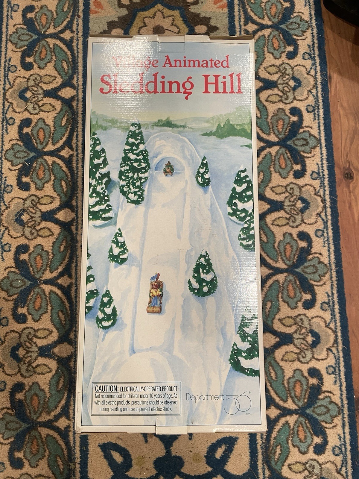 Vtg. Dept 56 Animated Sledding Hill Display Winter Scene Village Read