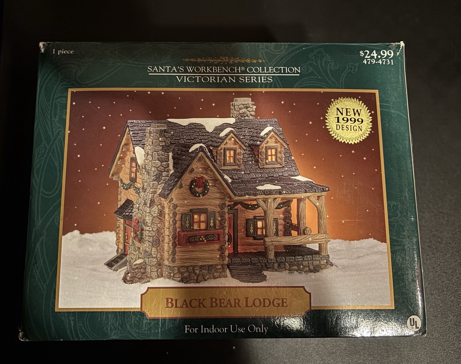 Vtg 1999 Black Bear Lodge Christmas Village SANTA’S WORKBENCH VICTORIAN SERIES