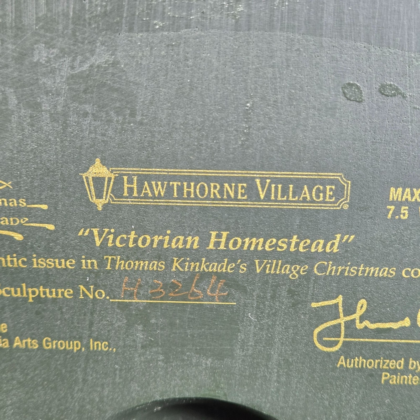 Thomas Kinkade Victorian Homestead Christmas Village Sculpture W/ Lights & COA