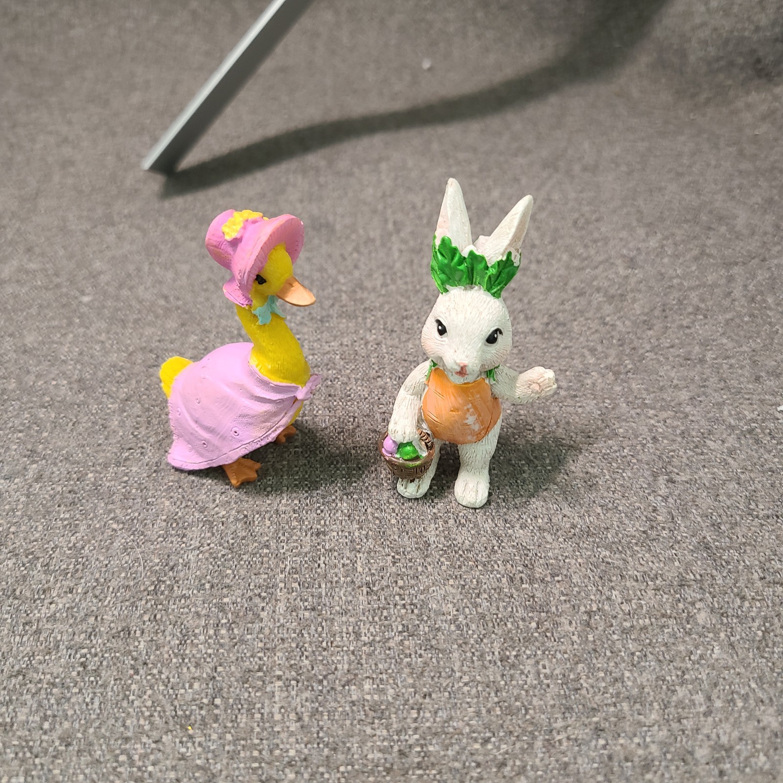 Vintage Easter Village Accessory Figures Bunny / Duck Porcelain 2.5in Lot of 2