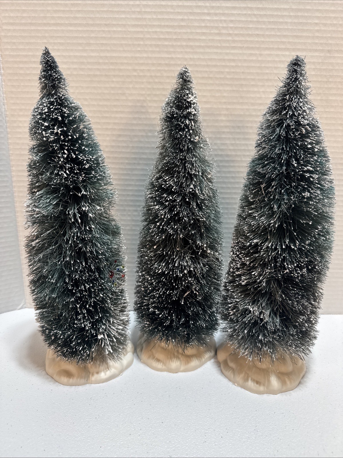 Lemax Christmas Flocked Bottle Brush Trees 12” Set of THREE