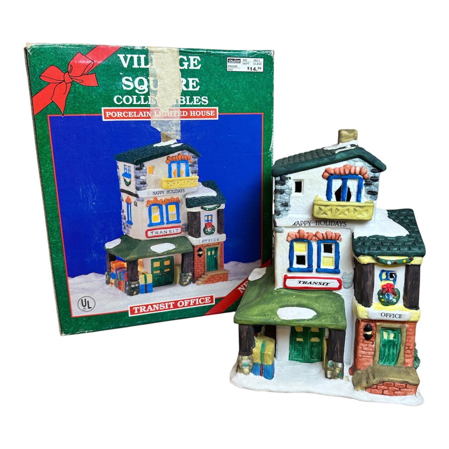 Village Square Collectibles Porcelain Lighted Transit Office Holiday In Box