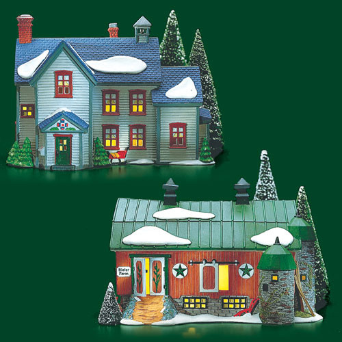 A. BIELER FARM SET /2 # 56480 RETIRED NEW ENGLAND VILLAGE PENNSYLVANIA DUTCH