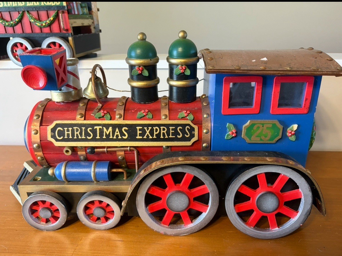 Christmas Express Train Set – 3-Piece Hand Painted Porcelain includes Lights