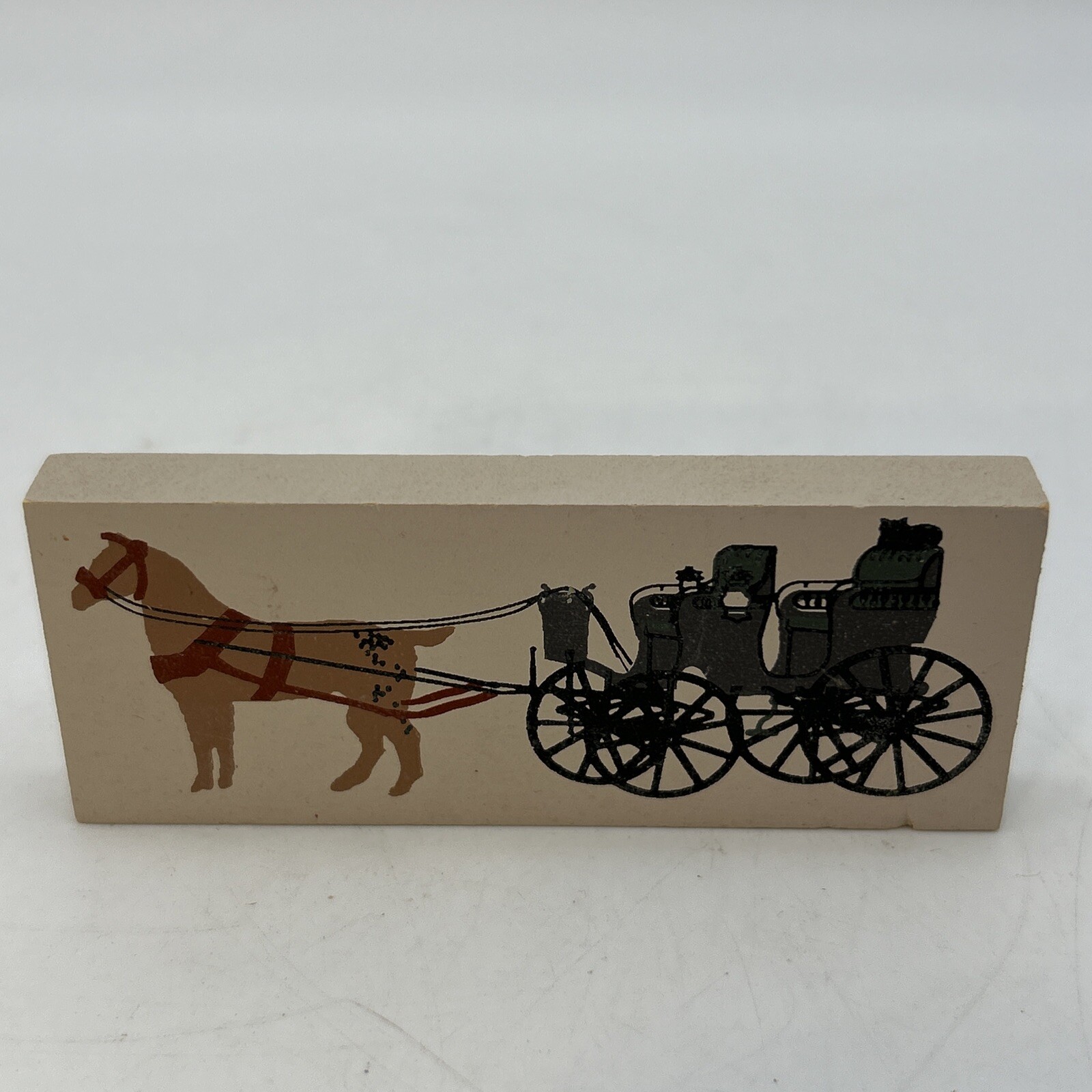 The Cats Meow Wooden Shelf Sitter Amish Horse And Carriage 4×1.5” Vtg