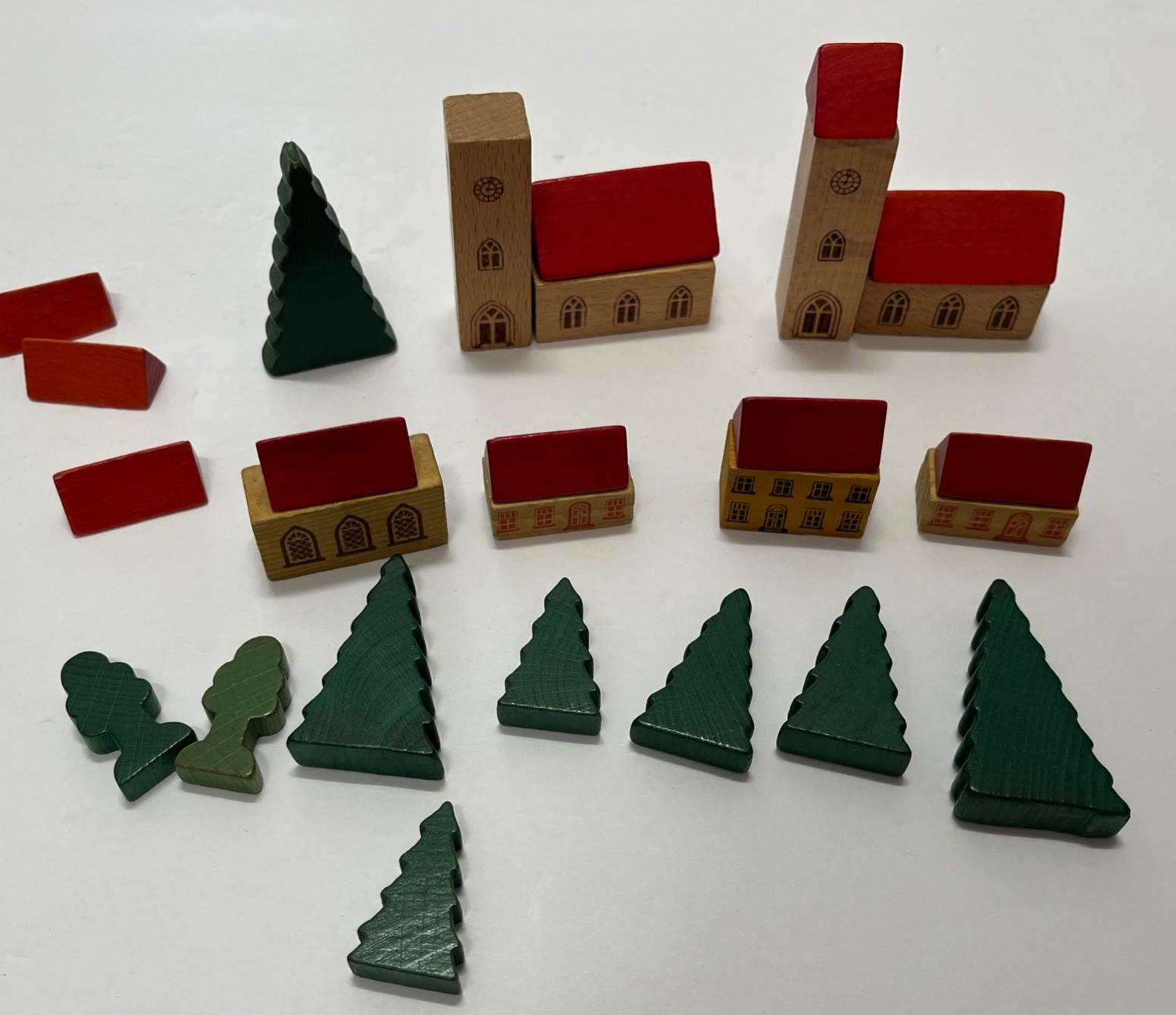 Vintage Miniature Wooden House Set Likely German Erzgebirge 20+ Pieces
