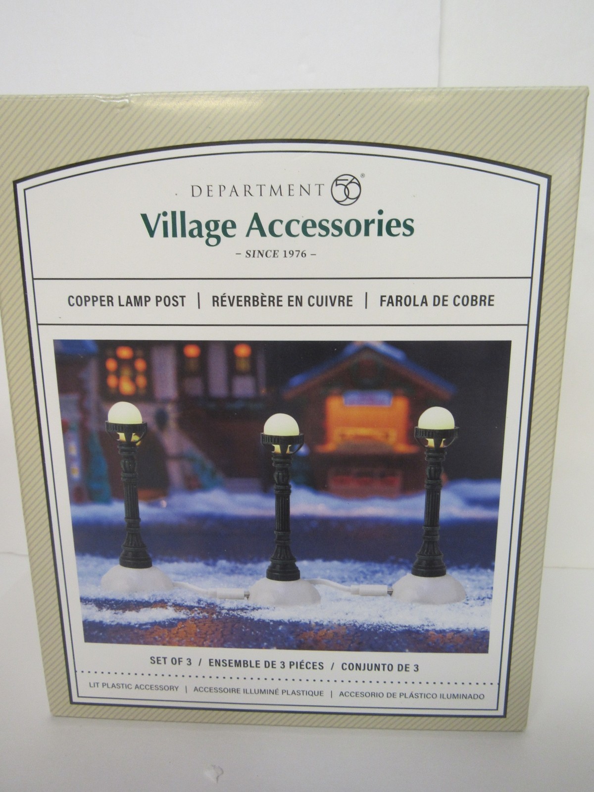 Dept 56 Village Accessories Set Of 3 Copper Lamp Post 6014557 New