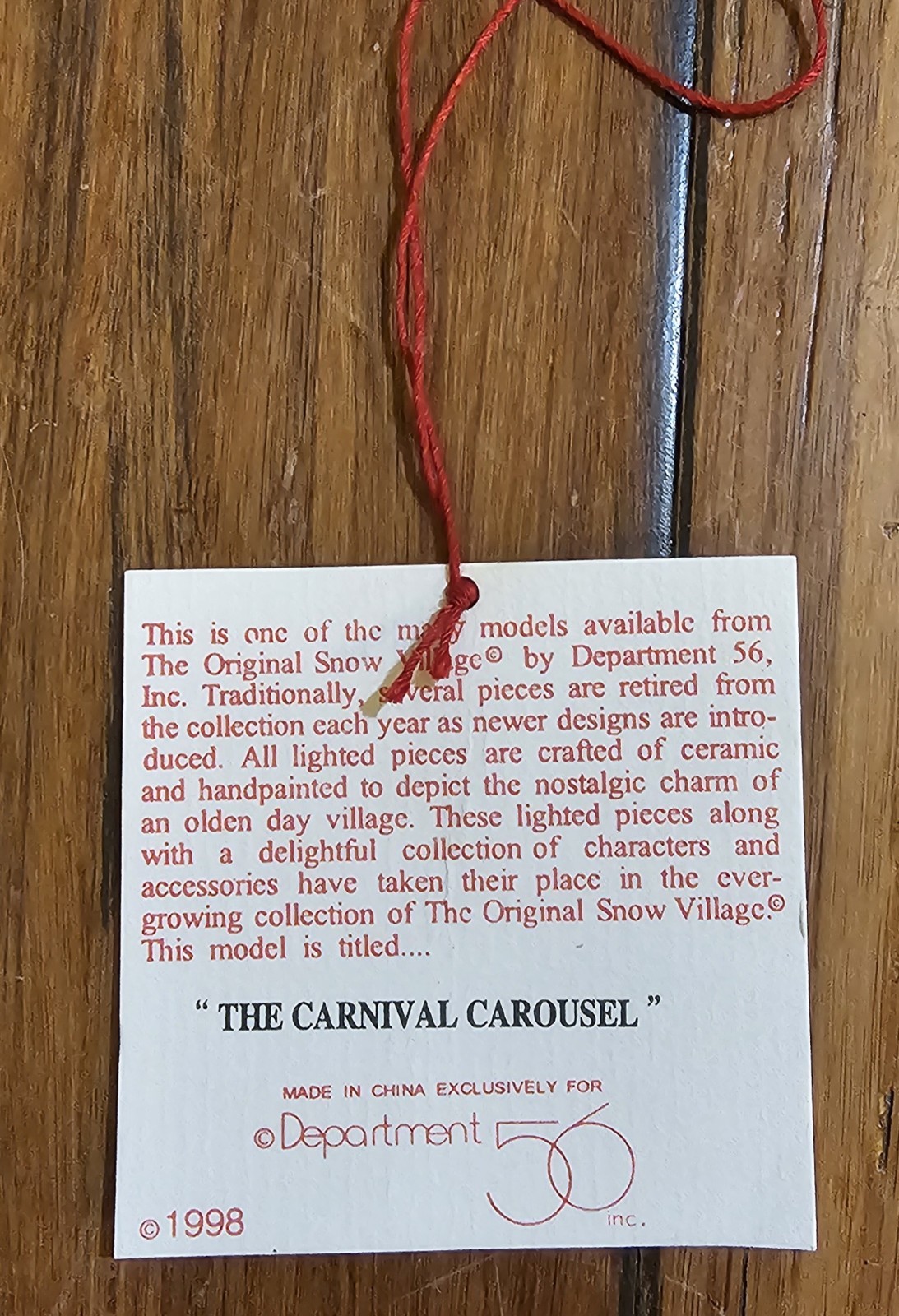 Vintage Department Dept 56 Carnival Carousel Snow Christmas Village New 54933
