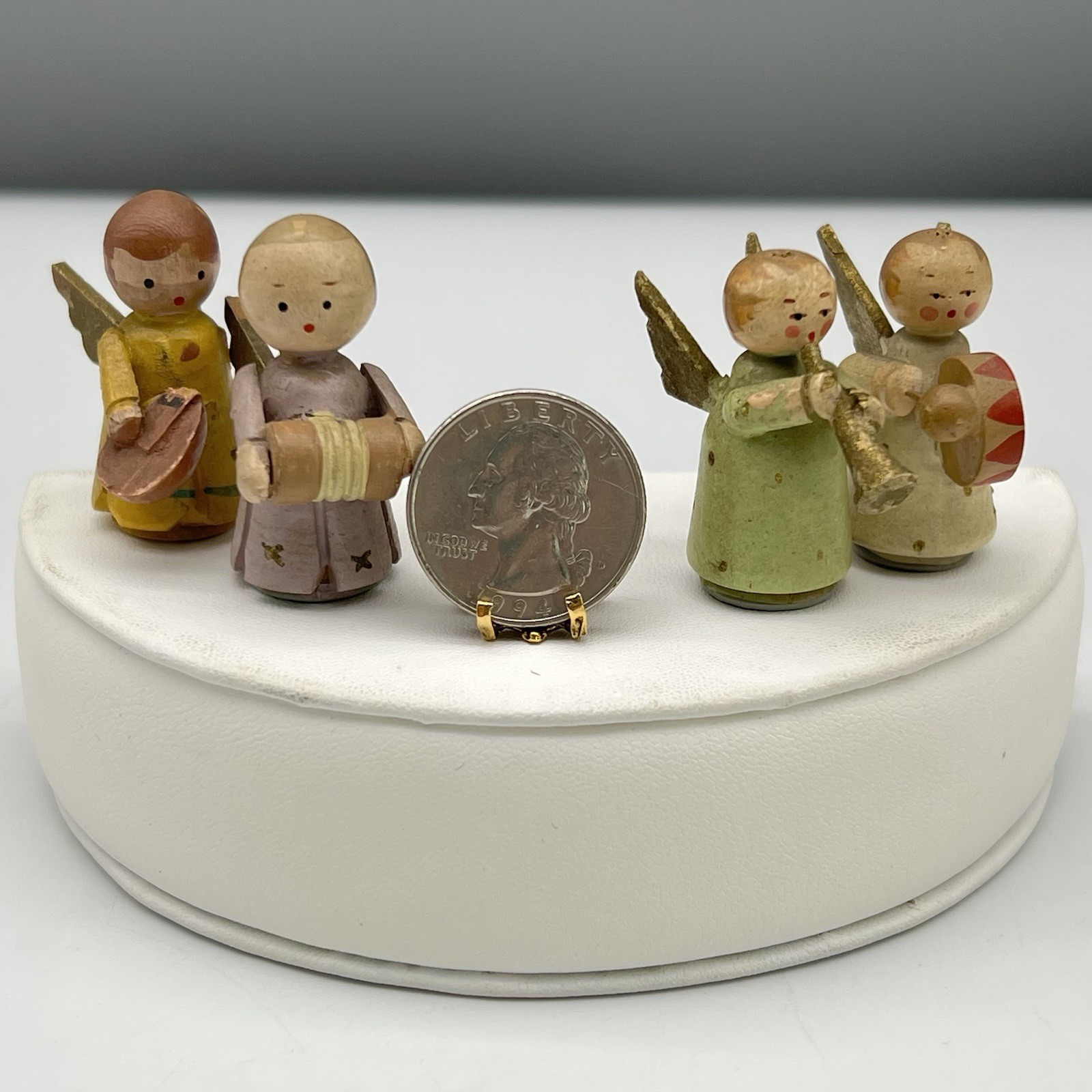 ITALIAN Erzgebirge WOOD ANGELS BAND Figurines Set MINIATURE CHRISTMAS VILLAGE