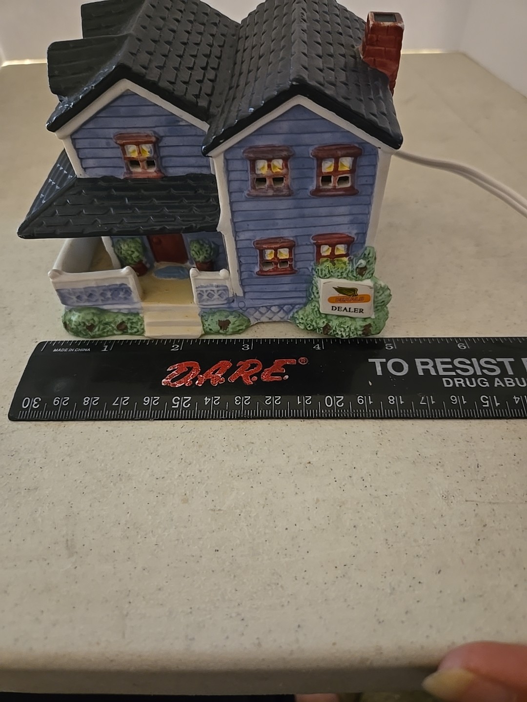 Ceramic Cottage With Light- 3.25 In Tall & 5 In Long. Works!