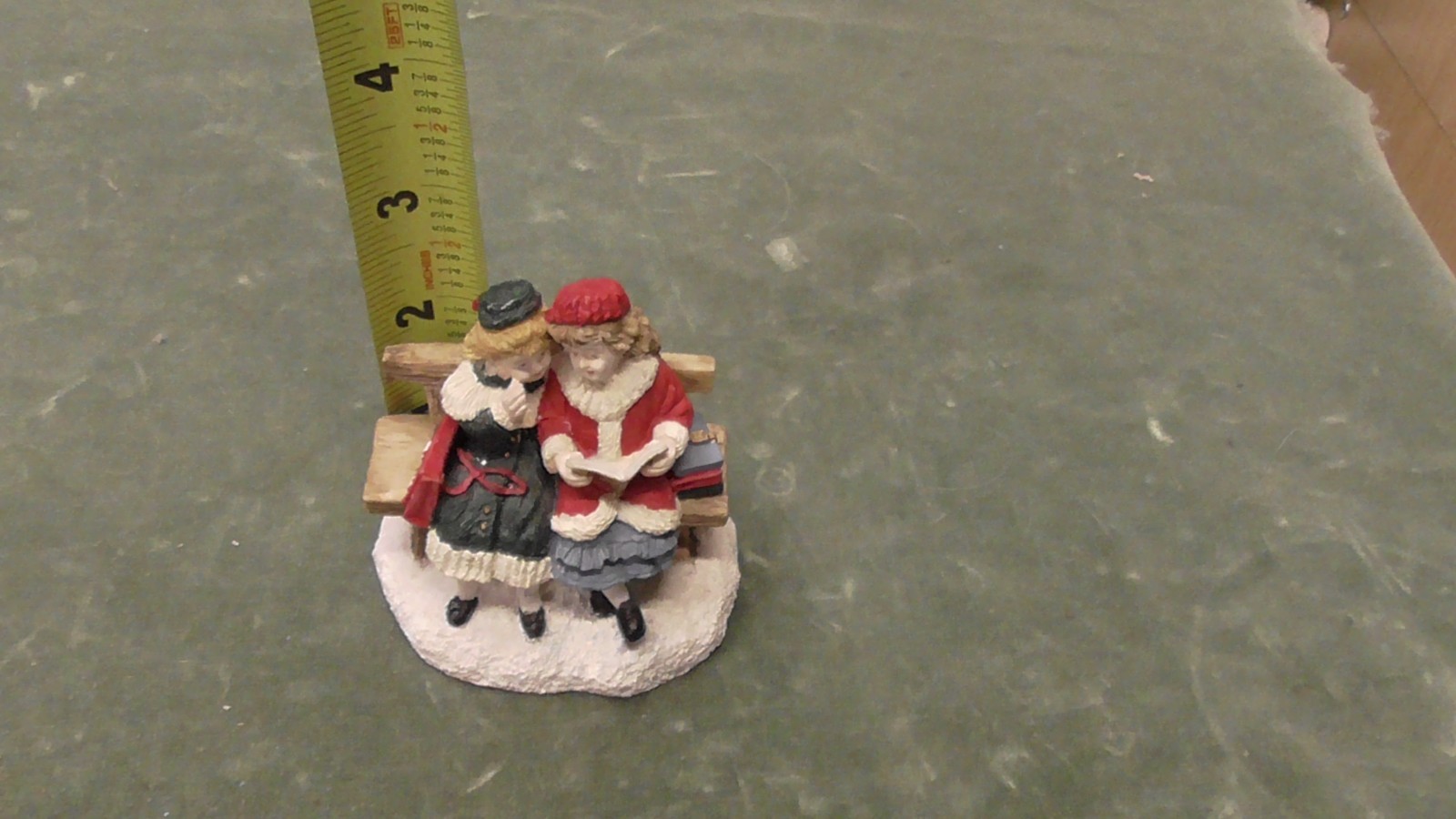 Vintage 90s Mervyn’s VILLAGE SQUARE Christmas Figurine (Girls On A Park Bench)