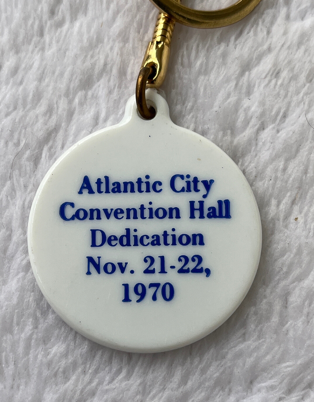 Atlantic City Convention Hall 1970 Dedication Keychain Fob Boardwalk New Jersey