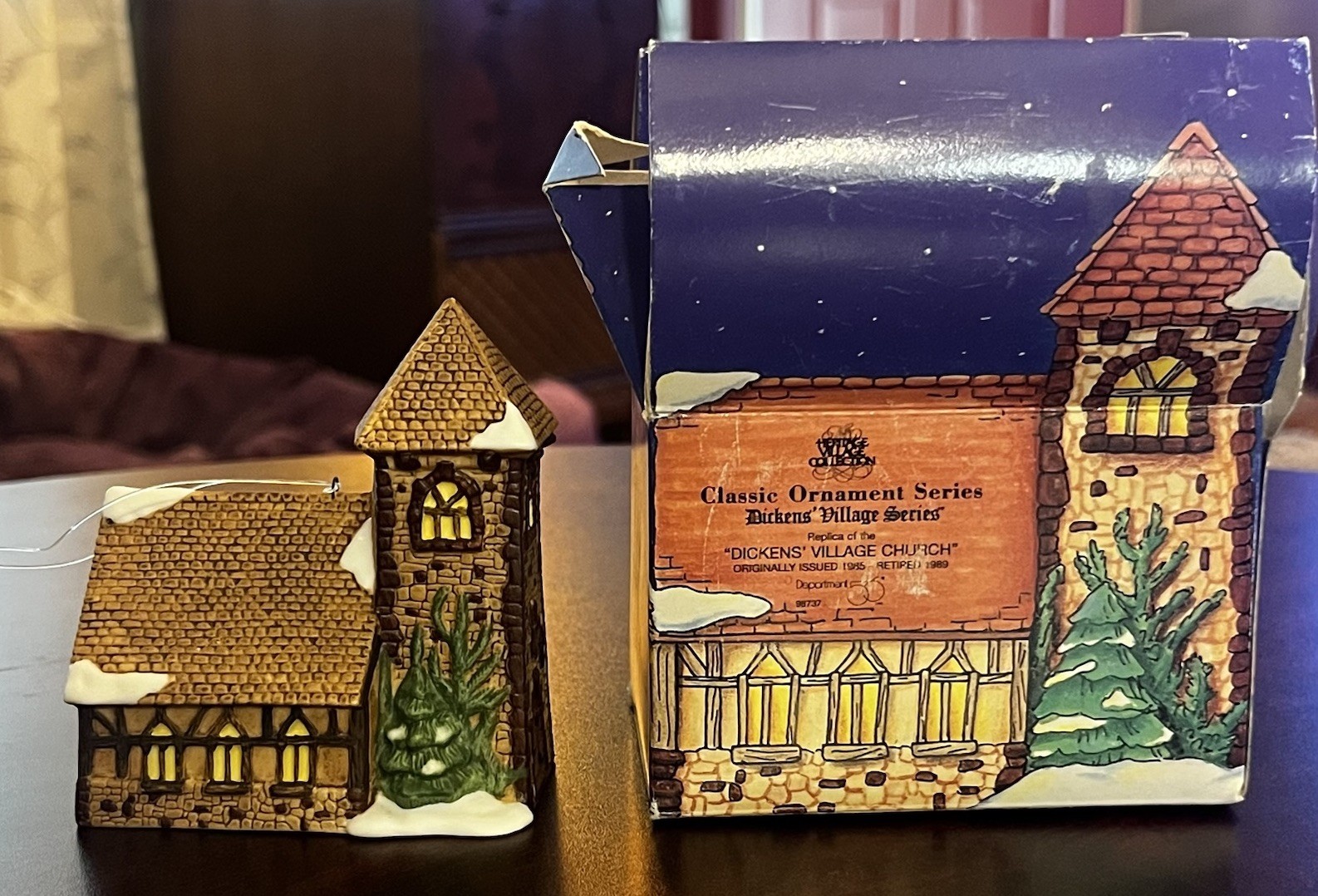Dept. 56 Charles Dickens Village Church Ornament 98737 Retired 1989 FREE SHIP