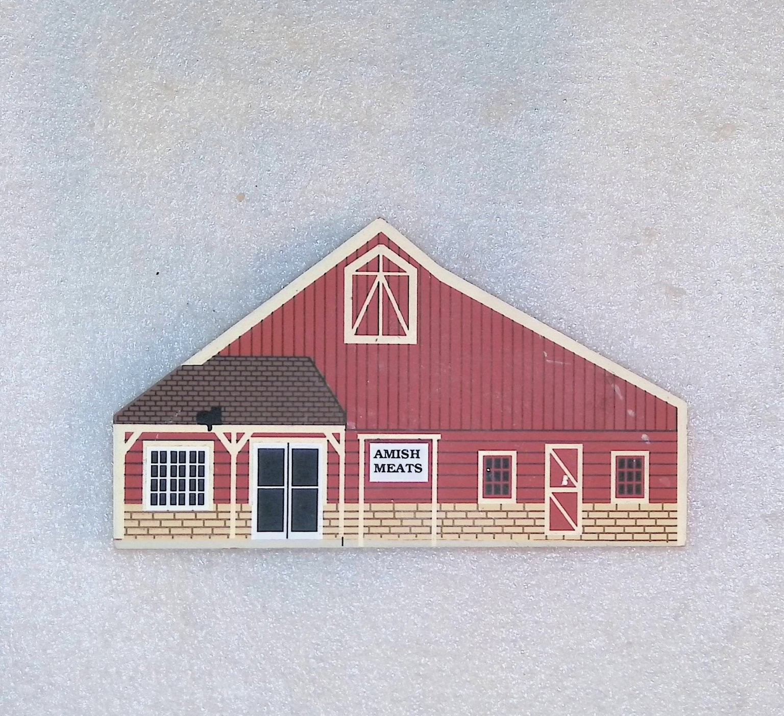 The Cat’s Meow Barn Storefront Amish Craftsmen 6″ Wide Hand Painted Wood 1994