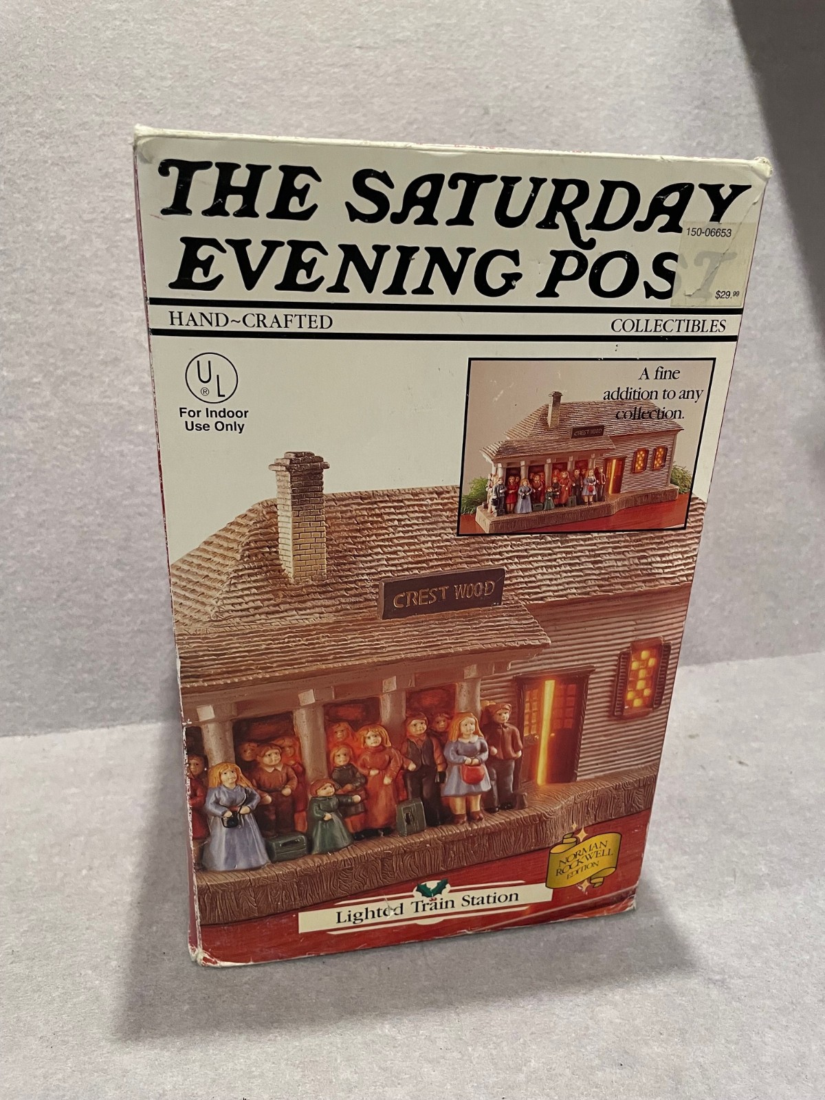 NORMAN ROCKWELL THE SATURDAY EVENING POST LIGHTED TRAIN STATION CREST WOOD BOXED