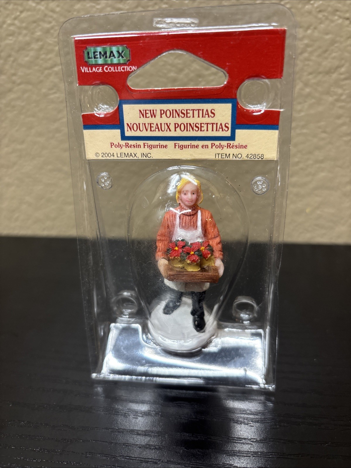 Lemax “New Poinsettias” Christmas Village Figurine Florist w/ Flowers #42858