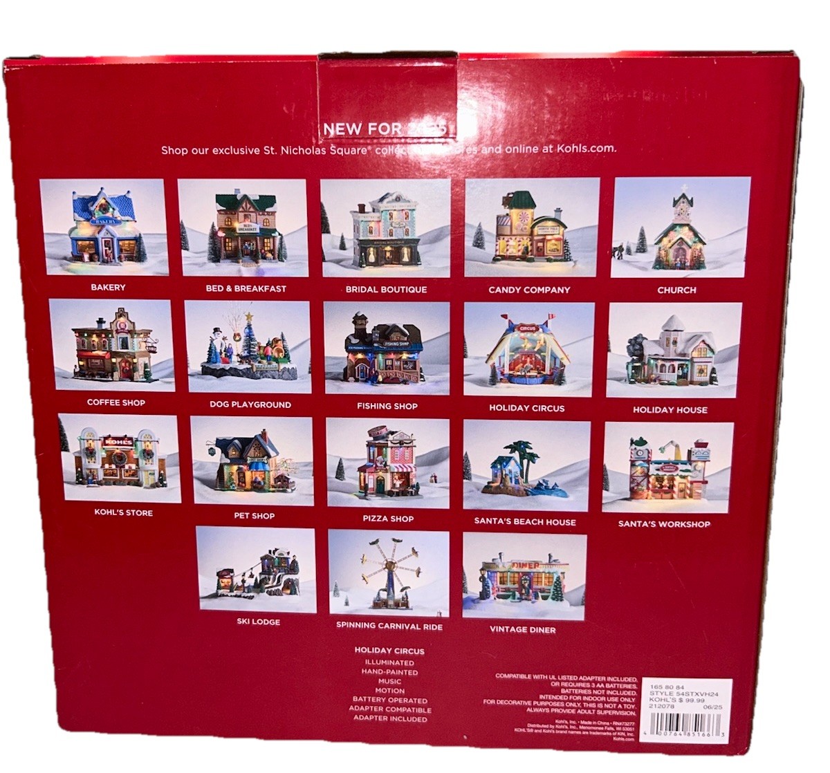 St Nicholas Square HOLIDAY CIRCUS Tent Music Motion LIGHTED HOUSE NEW 2025