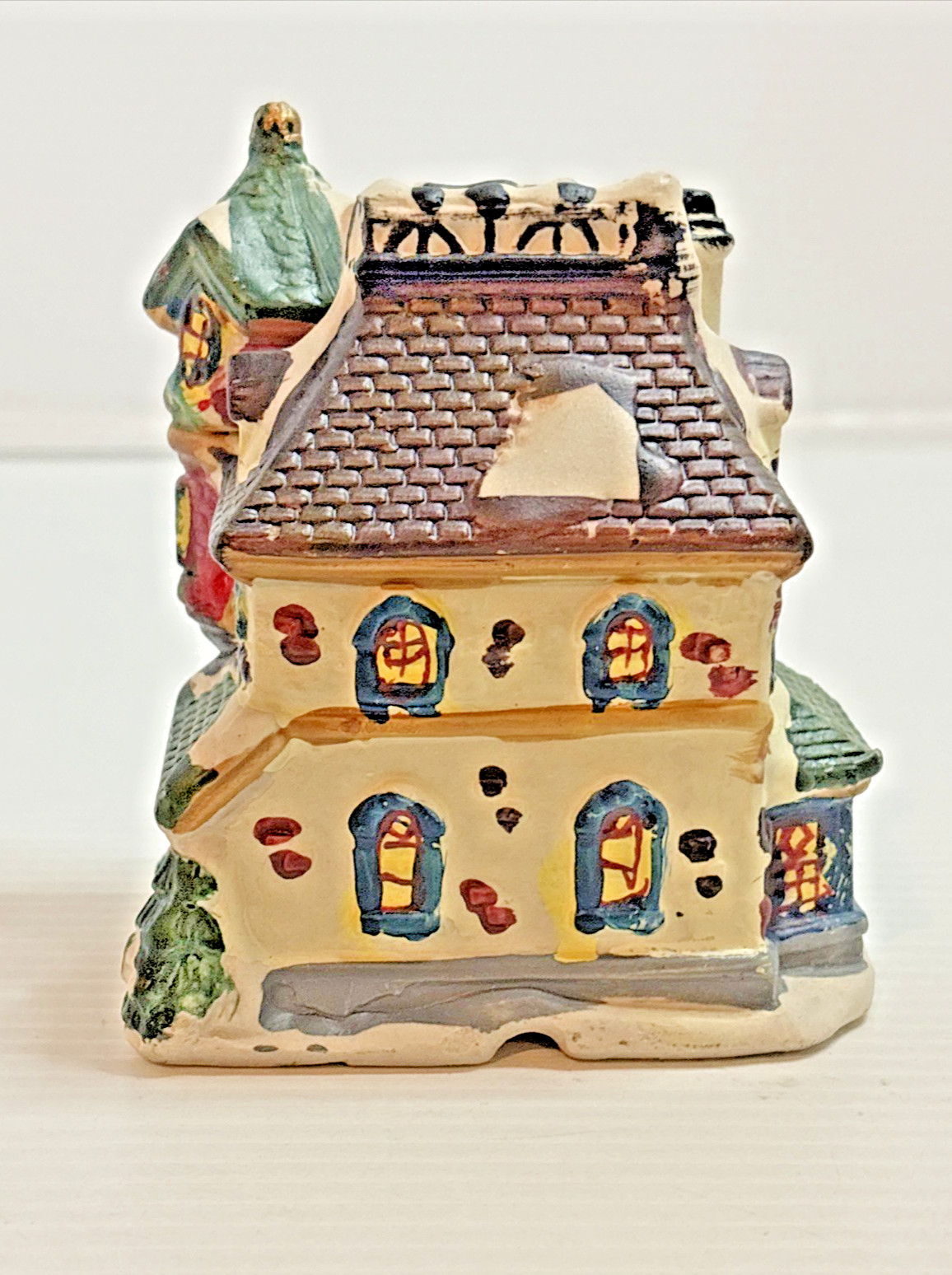 Holiday Inspirations Christmas Village Hotel Hand Painted Porcelain 4.25″