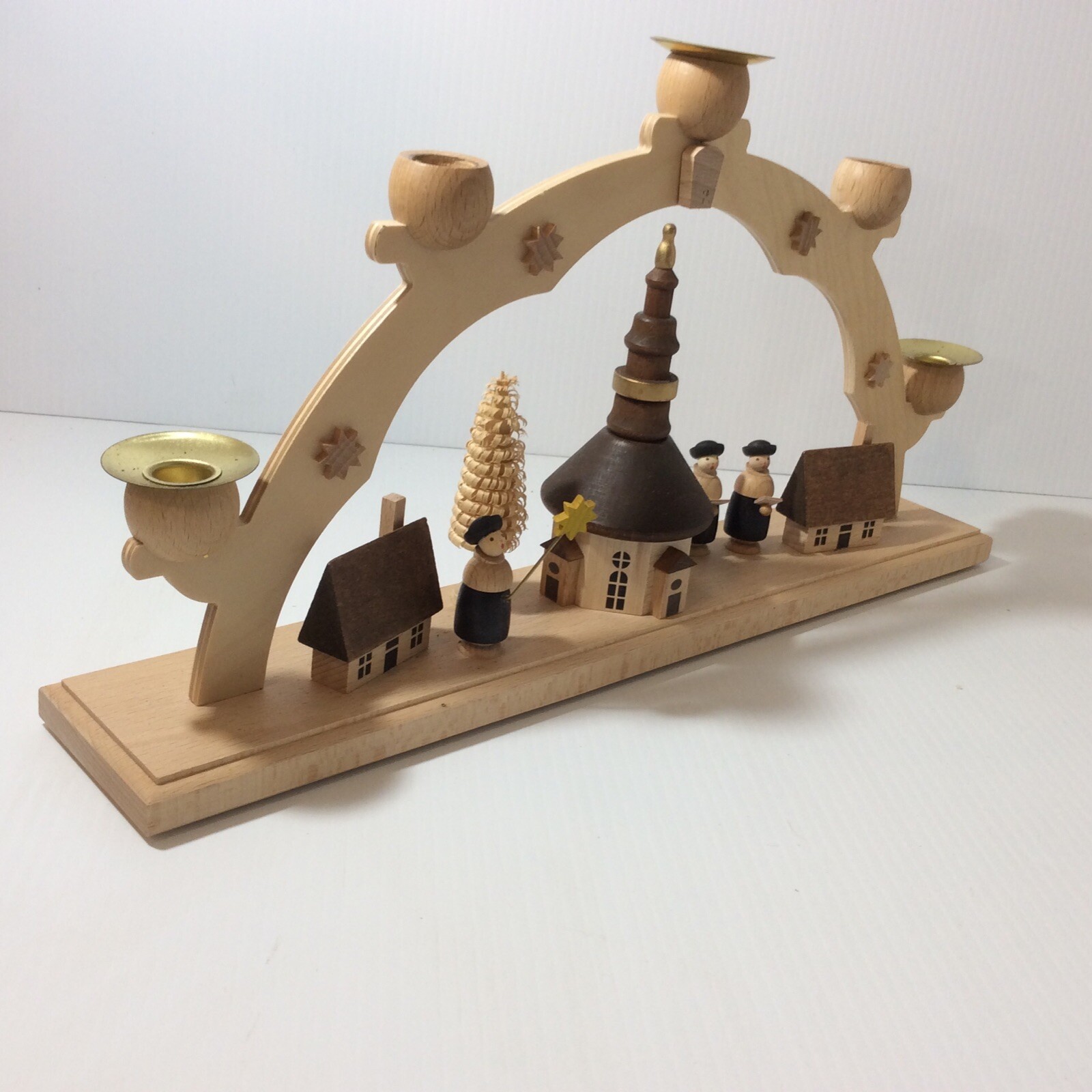 R G Seiffen Church Village Candle Arch Christmas Ornament Wood Handmade Germany
