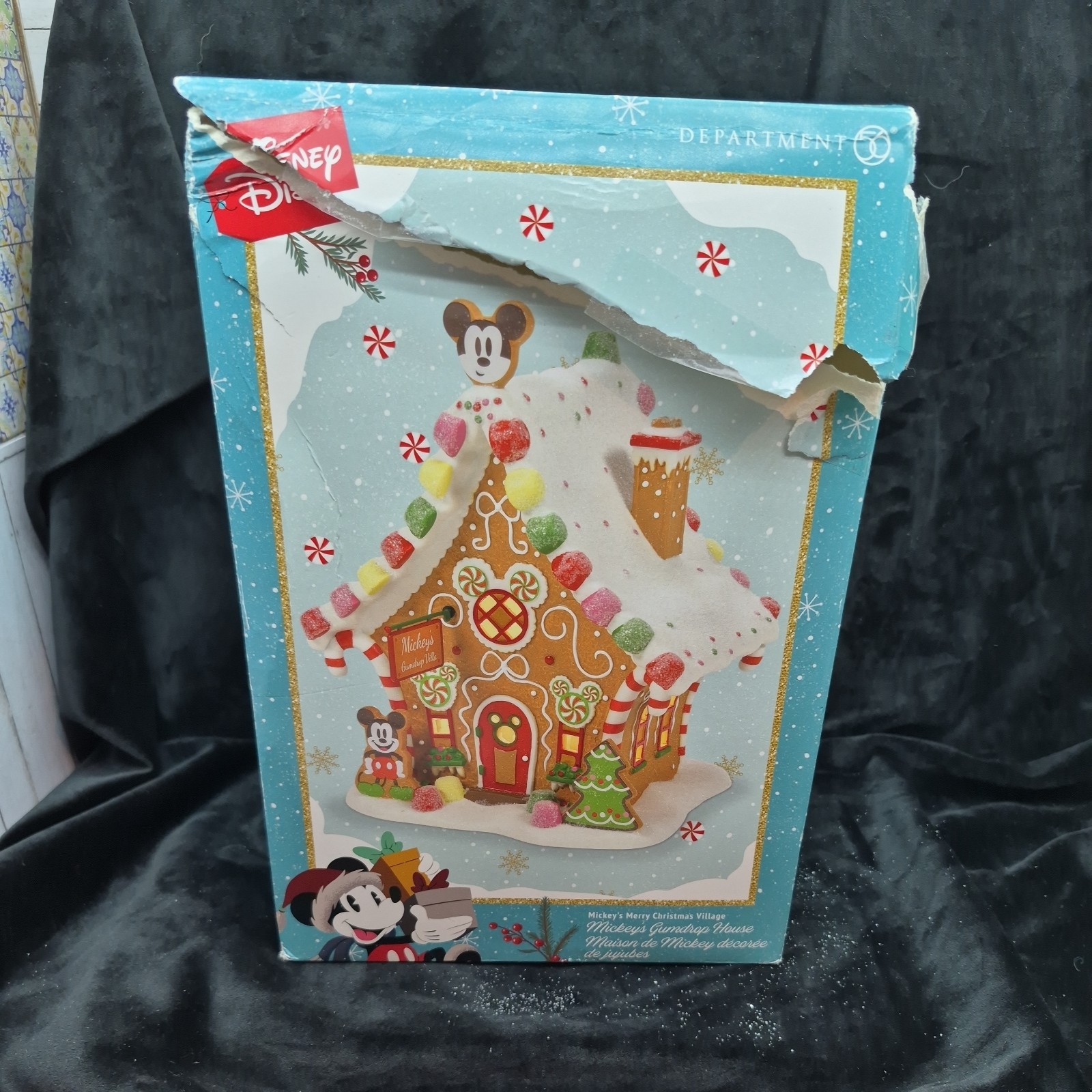 Dept 56 2023 Mickeys Gingerbread Gumdrop House Porcelain With Light Cord