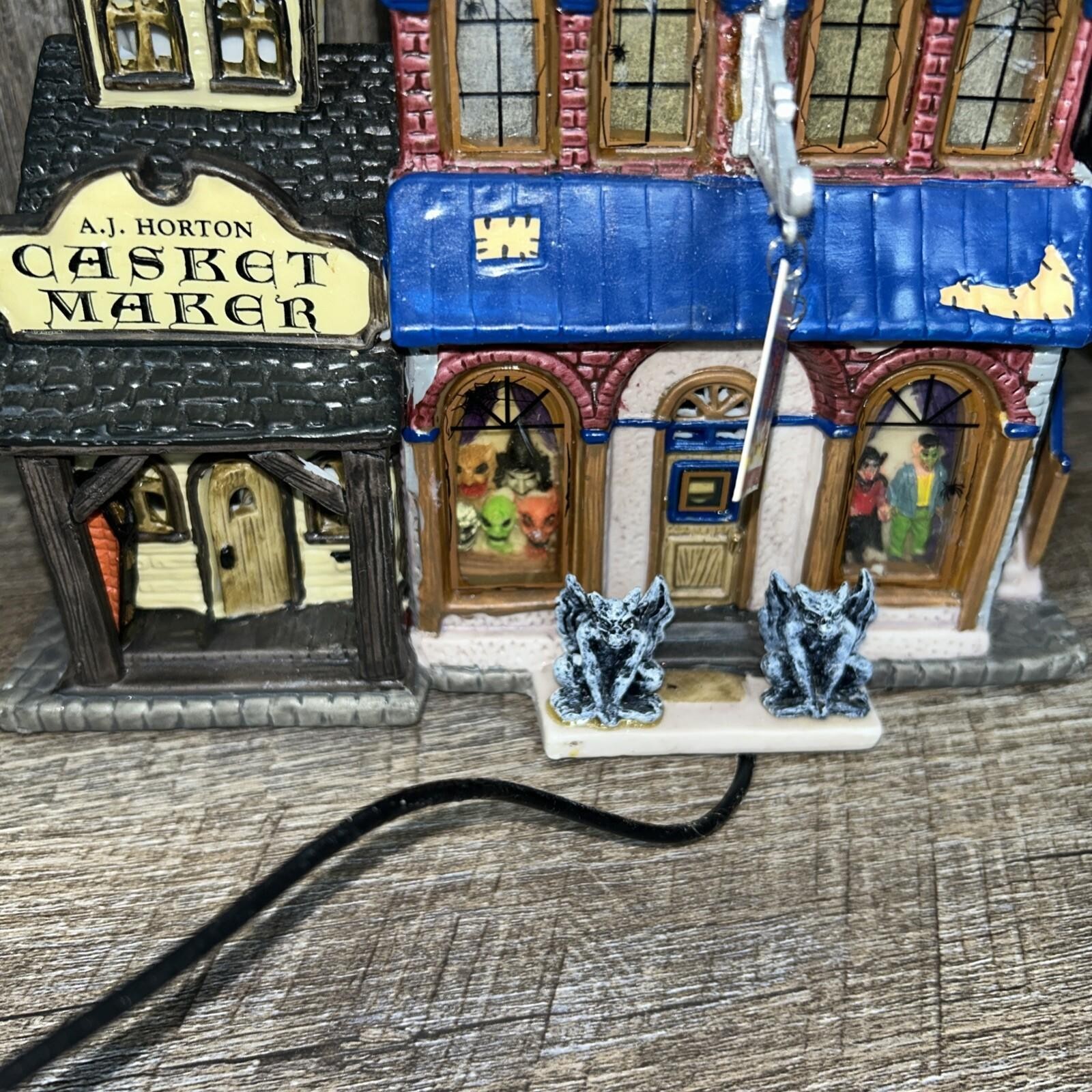 Lemax Spooky Town -Porcelain Lighted House – Casket Maker, Dragon’s Costume Shop