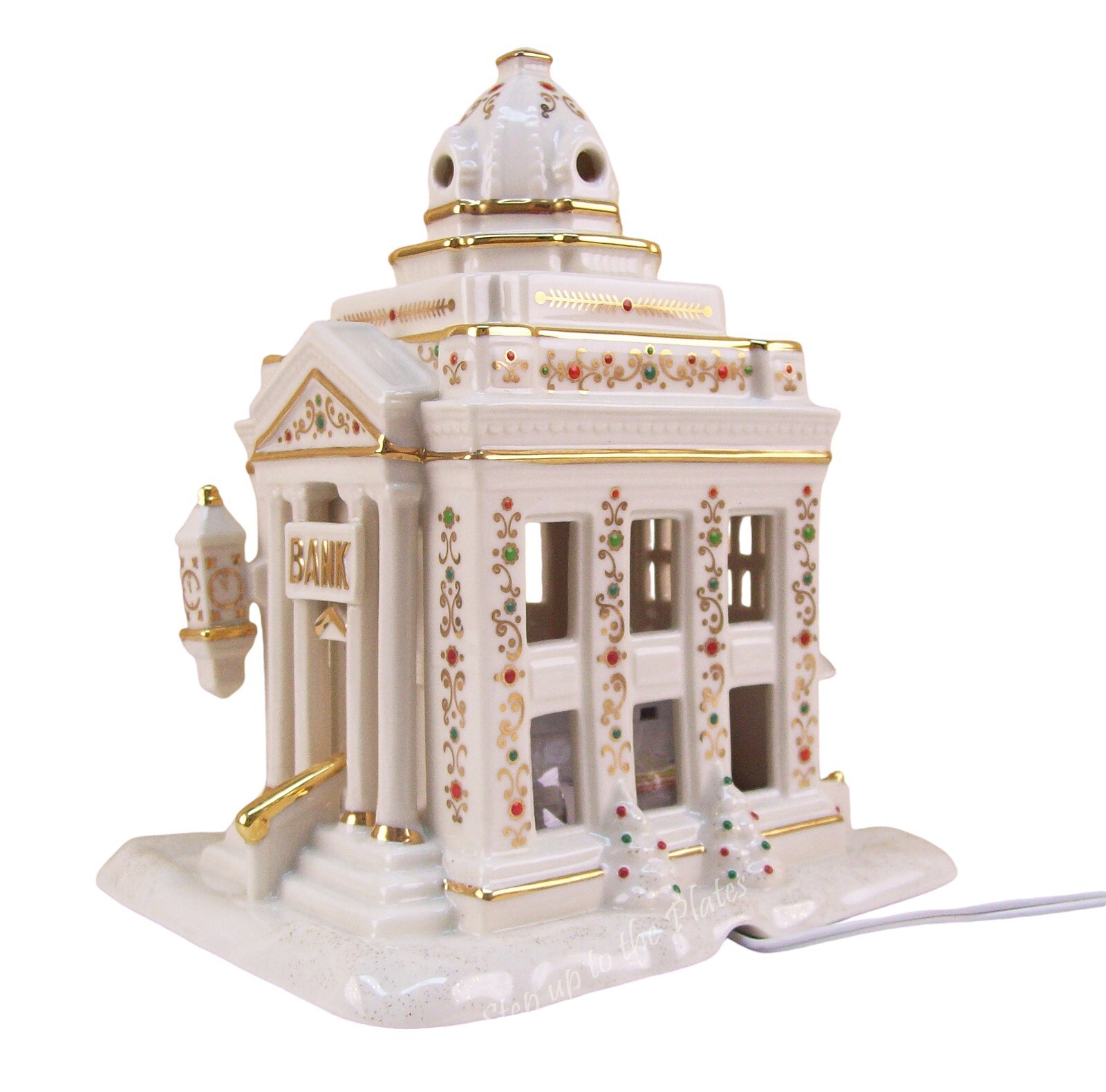 Lenox China Mistletoe Park BANK 2008 Village Treasures for Xmas Anywhere Light