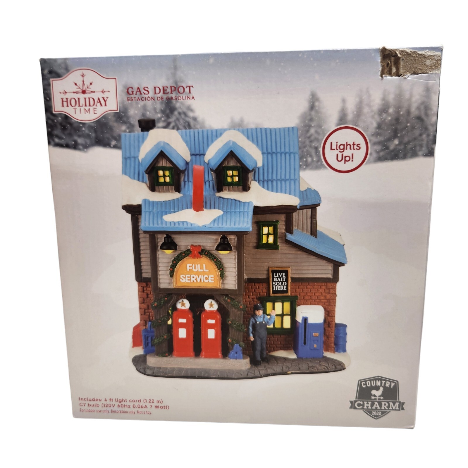 Holiday Time Indoor Decoration Multi-Color Gas Depot Village House