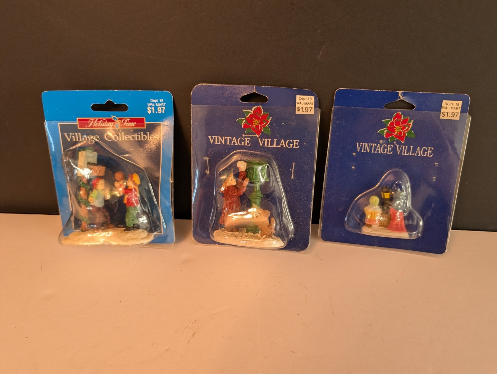 (3) Village Figures – Opened in Packaging (1) Holiday Time & (2) Vintage Village