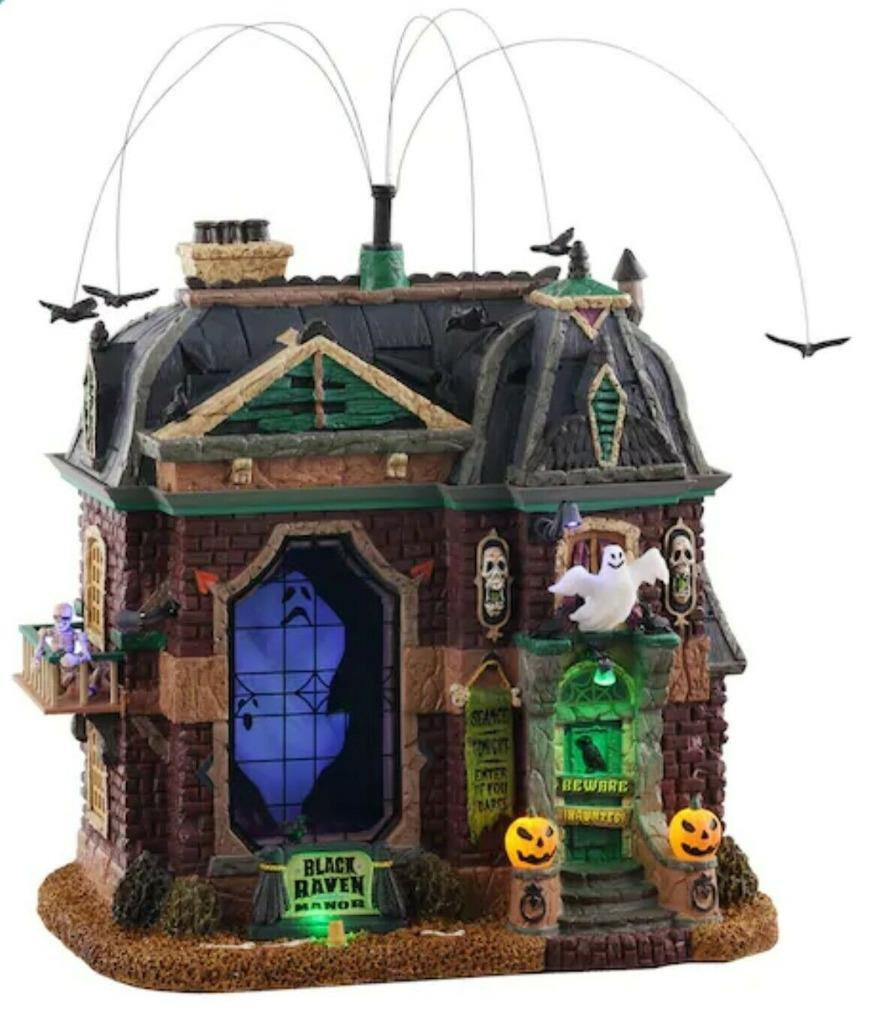 Lemax Spooky Town BLACK RAVEN MANOR #05605 NRFB Halloween Sights & Sounds*