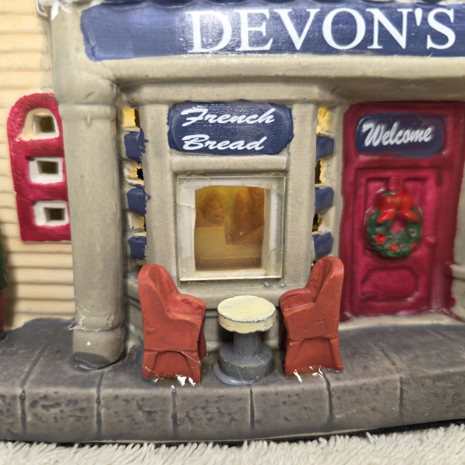 Carole Towne Devon’s Bakery Christmas Village Building With Interior Scene