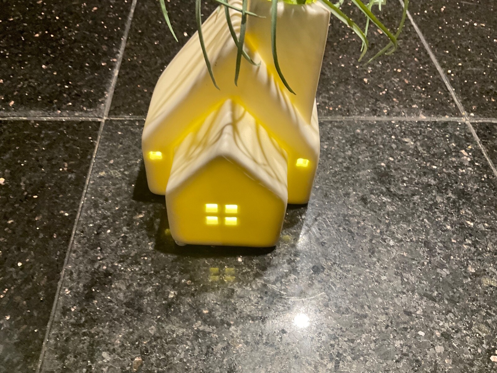 Live Trends Winter Village House LightUp Switch 4.5” Cute Faux Air Plant