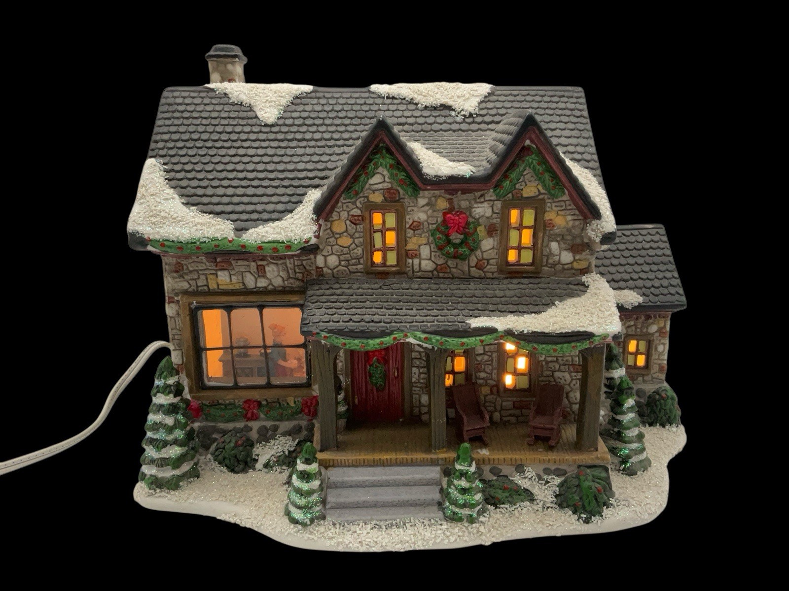 St.Nicholas Square Village “Stone Cabin” Illuminated Christmas House