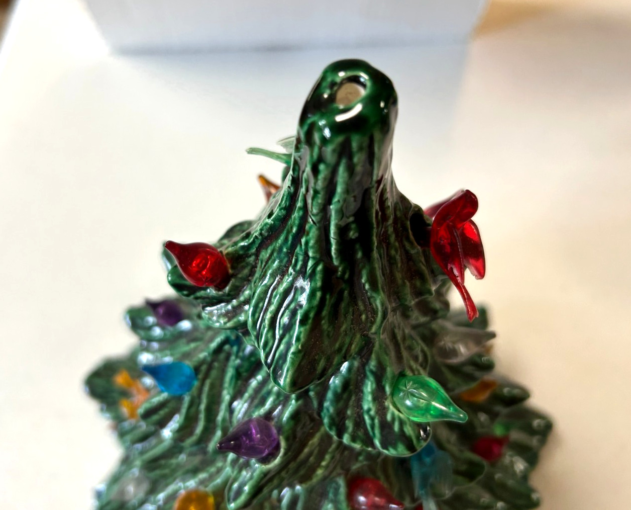 Vintage 1970’s Ceramic Mold Large Christmas Tree 13″ Tall, No Light