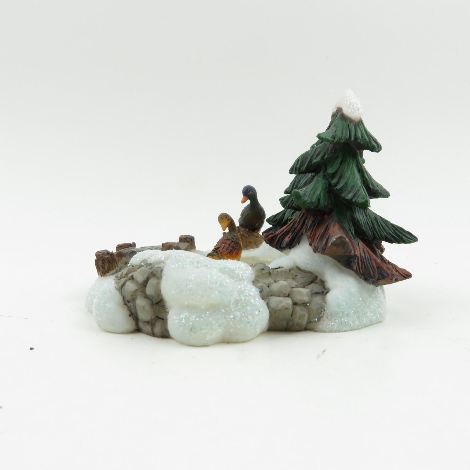 Holiday Time Christmas Village Accessory Collectible – 2 DUCKS ON POND – Scene