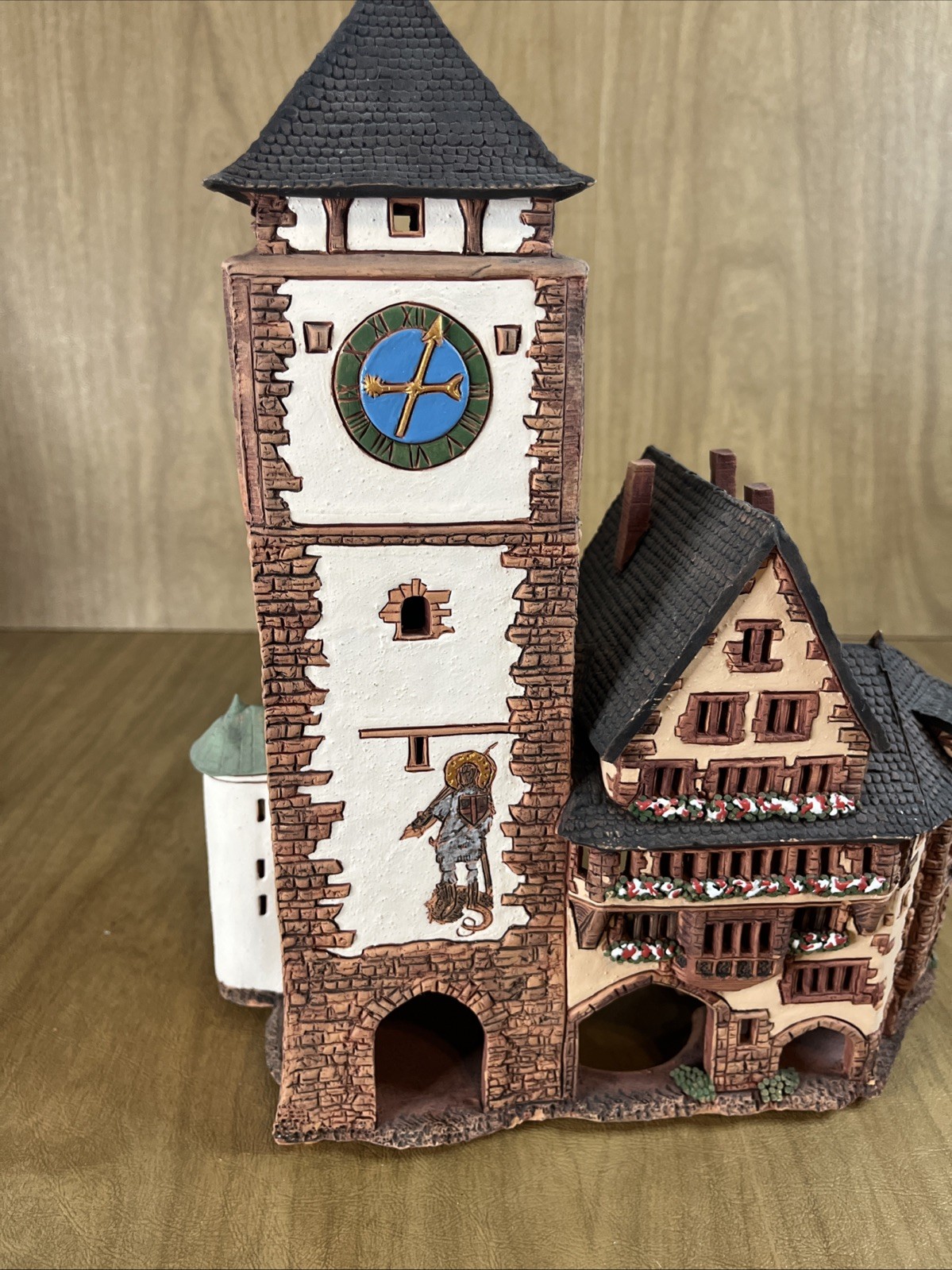 Ceramic Miniature Clay House Candle Holder Village Town Handmade Lithuania