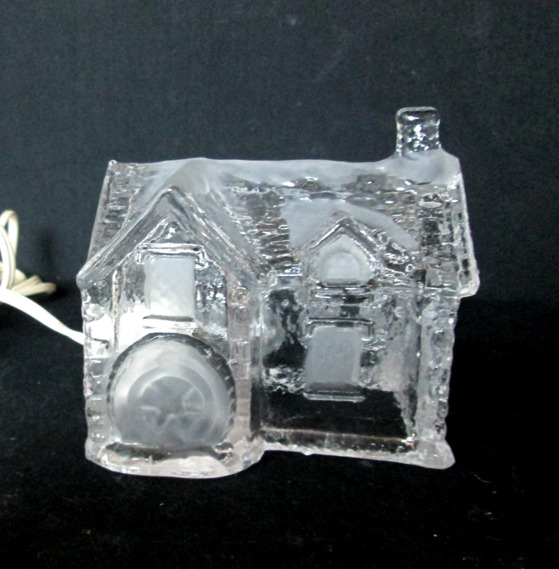 Miniature Clear/Frosted Glass Cottage/House Nightlight Figurine Decor