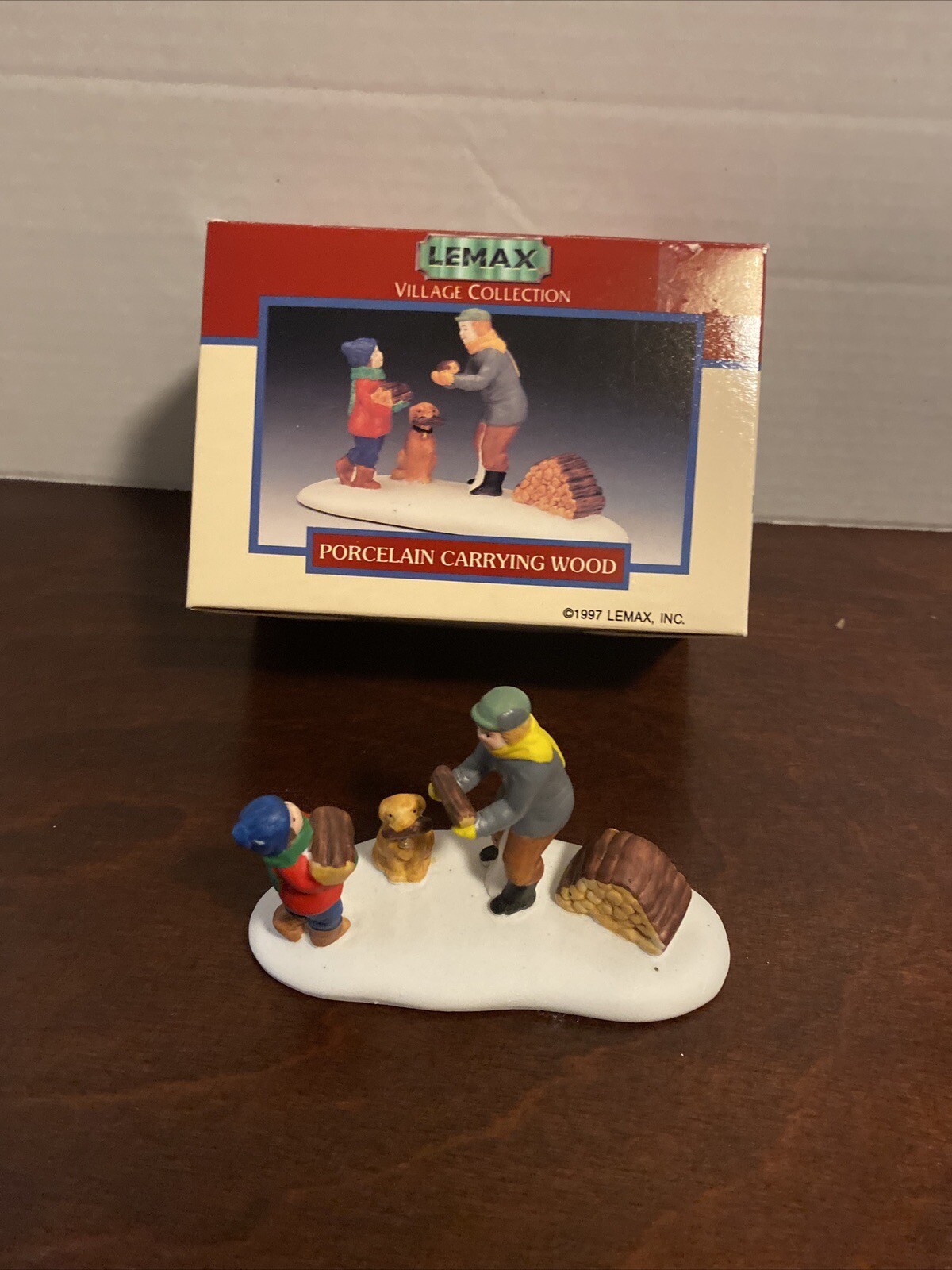 Carrying Wood Porcelain Village Accessory Lemax Christmas Unlighted
