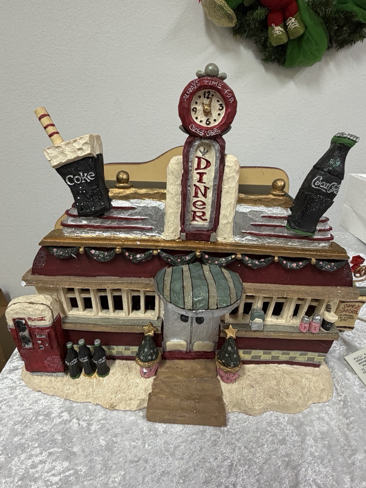 VTG Kurt Adler Christmas Coca Cola Village Diner Lighted House Rare WOBox