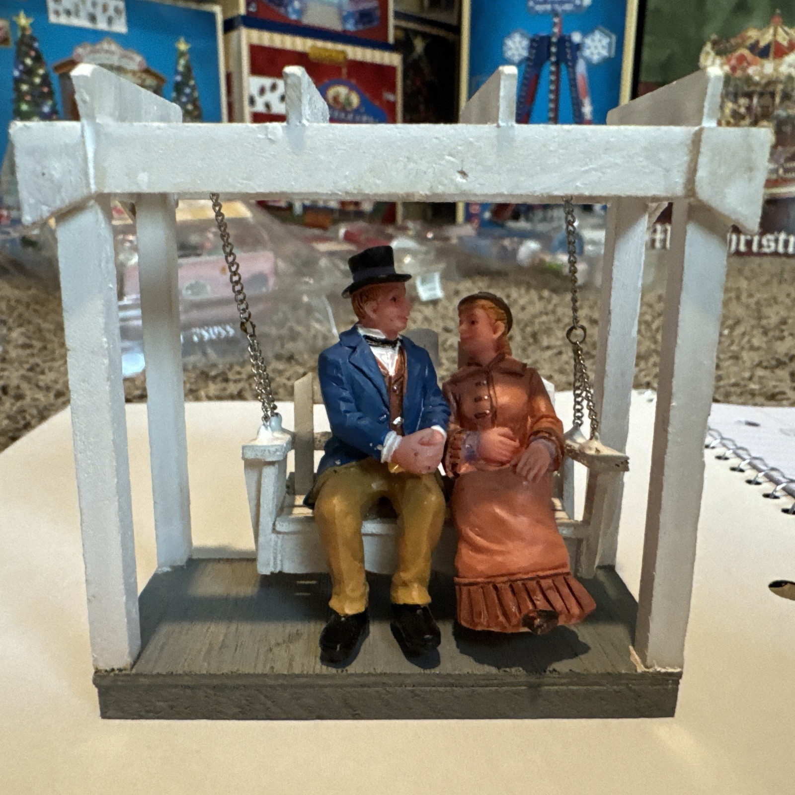 Lemax Village Victorian Couple In Swing Chair Accessory Figurine