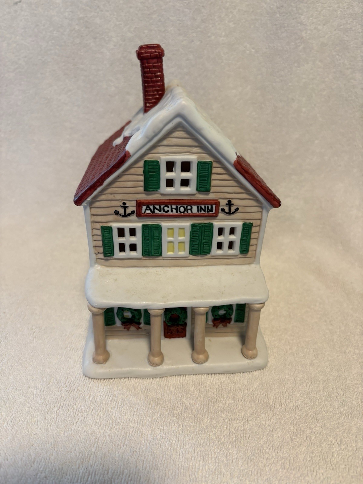 Vtg Anchor Inn Christmas Village Ceramic Hotel