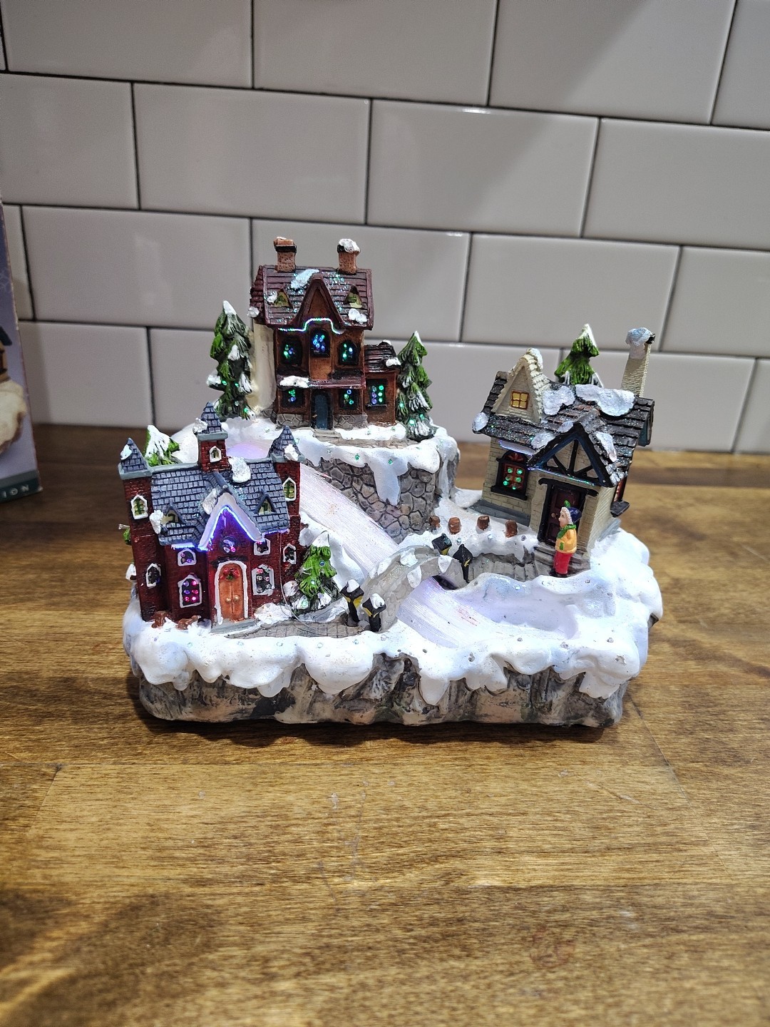 Fiber-Optic Illuminated Musical Hand Painted Winter Christmas Village Display